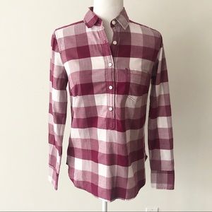 J.Crew Factory | Berry Gingham Popover Shirt *NWT*